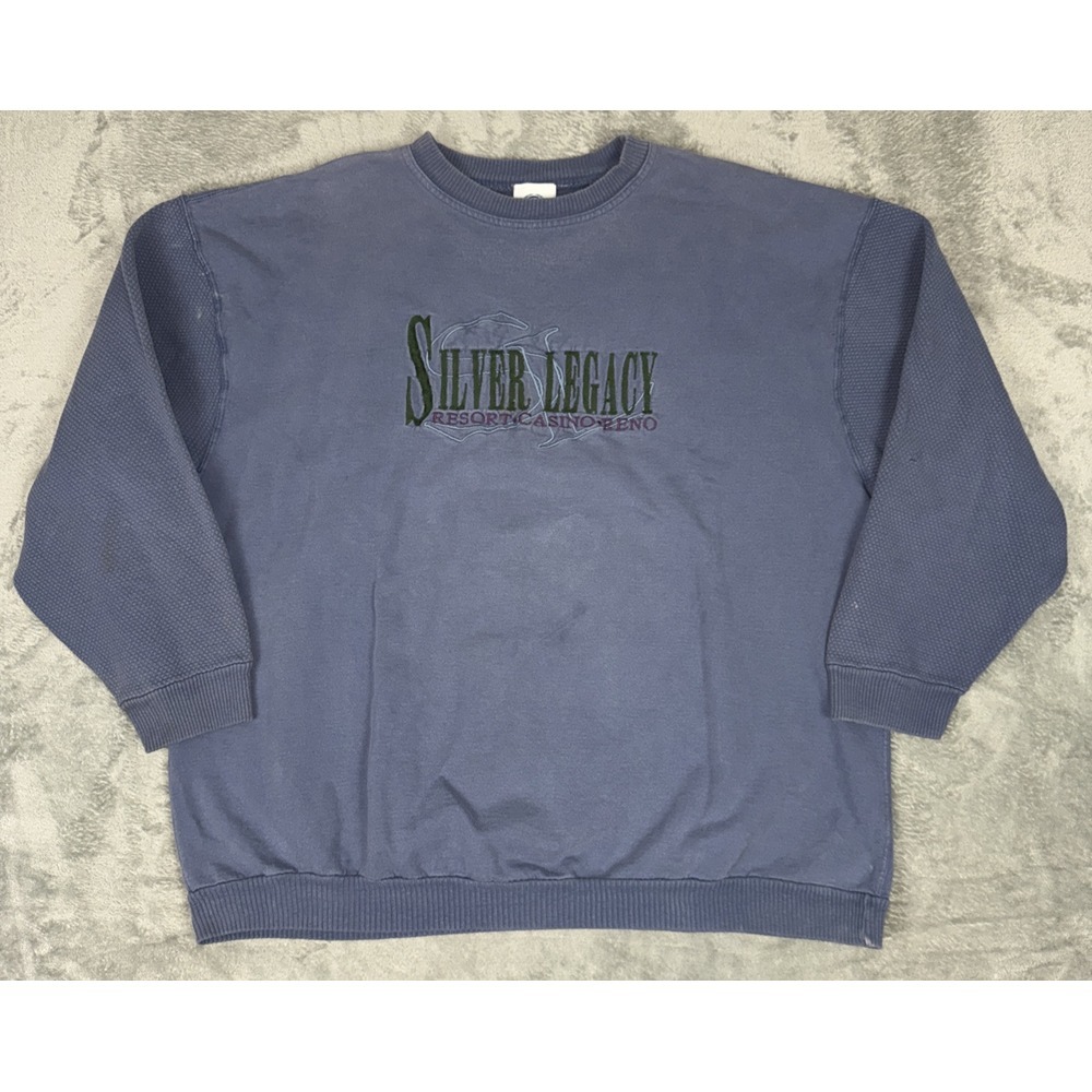Vintage Silver Legacy Casino Textured Sweatshirt M‎ Made In USA Baggy 80s/90s